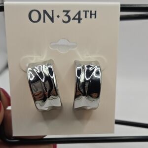 ON 34TH Silver Hoop Earrings